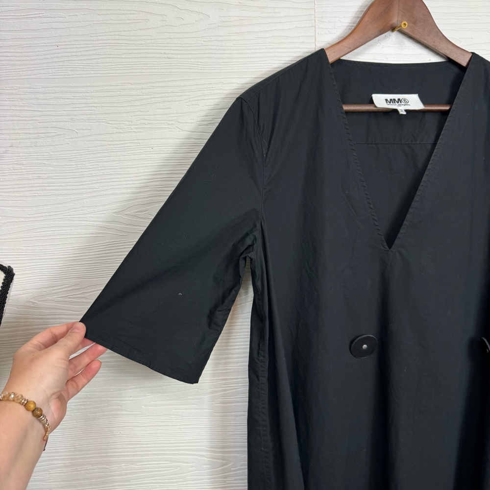 MM6 Maison Margiela Black Cotton Minimalist Lagenlook Tunic Dress 48 - Picture 6 of 10